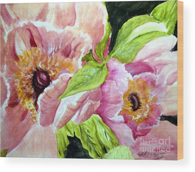 Flower Wood Print featuring the painting Beauty in Pink #1 by Carol Grimes