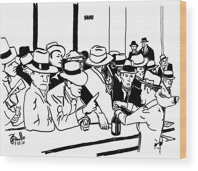 End Of Prohibition Wood Print featuring the drawing End Of Prohibition by Andrew Cravello