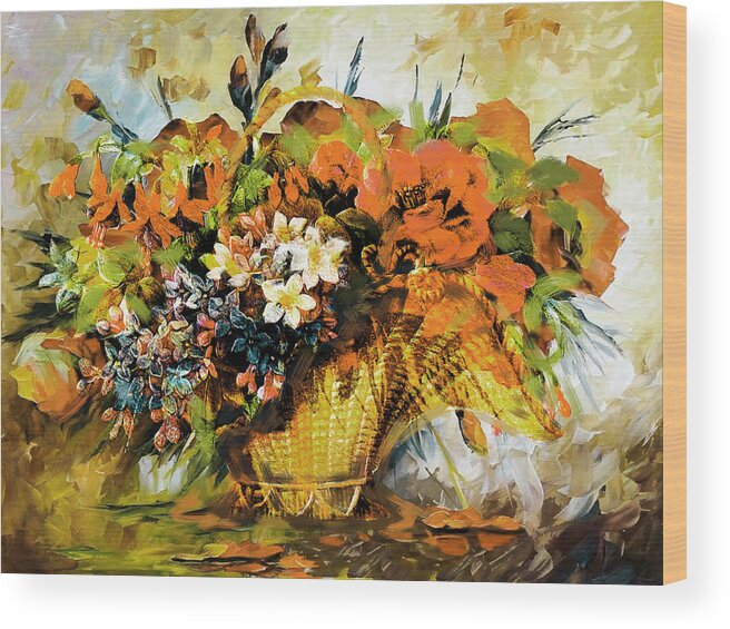 Flower Wood Print featuring the painting Floral 10 #1 by Mahnoor Shah