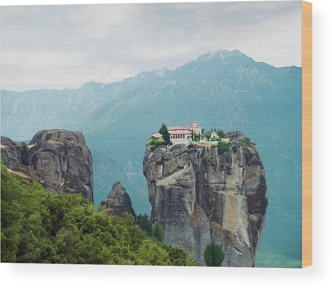 Greece Wood Print featuring the photograph Monastery In The Meteora, Greece #1 by Ed Freeman