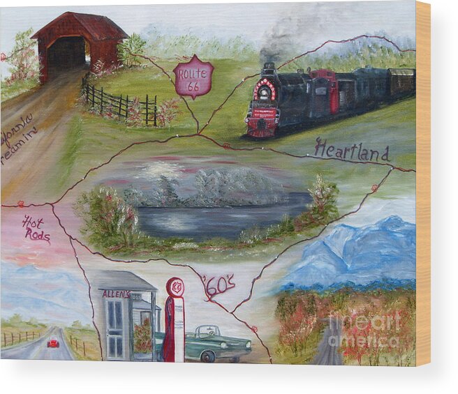 Historic Route 66 Wood Print featuring the painting My Route 66 #1 by Vivian Cook