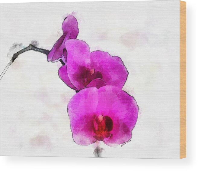 Orchid Wood Print featuring the painting Orchids #1 by Charlie Roman