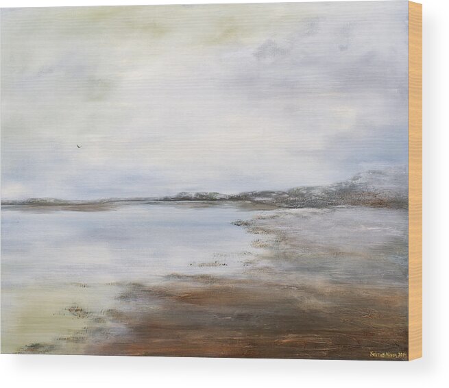 Marsh Wood Print featuring the painting Sunset Marsh by Katrina Nixon
