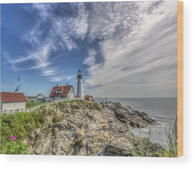 Maine Wood Print featuring the photograph Portland Headlight #1 by Jane Luxton