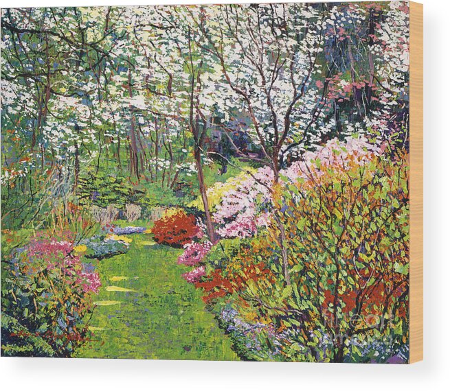 Landscape Wood Print featuring the painting Spring Forest Vision #1 by David Lloyd Glover