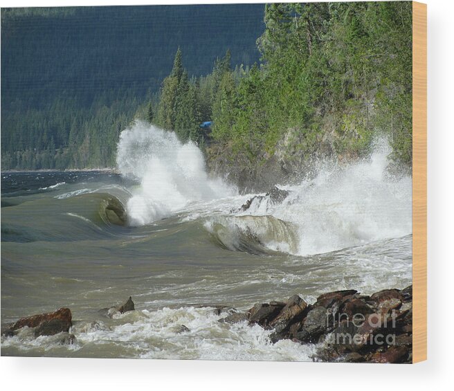 Kootenay Lake Wood Print featuring the photograph Stormy Lake #1 by Leone Lund