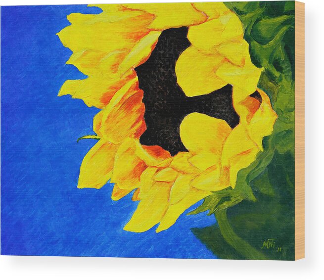 Sunflower Wood Print featuring the painting Sunflower by Masha Batkova