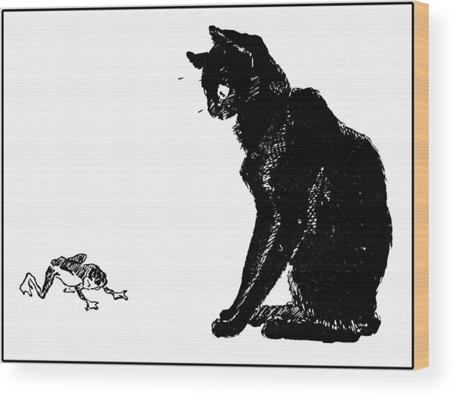 Cats- Pictures Without Words' 1897 Theophile Alexandre Steinlen 4 Wood Print featuring the painting Pictures without Words by MotionAge Designs