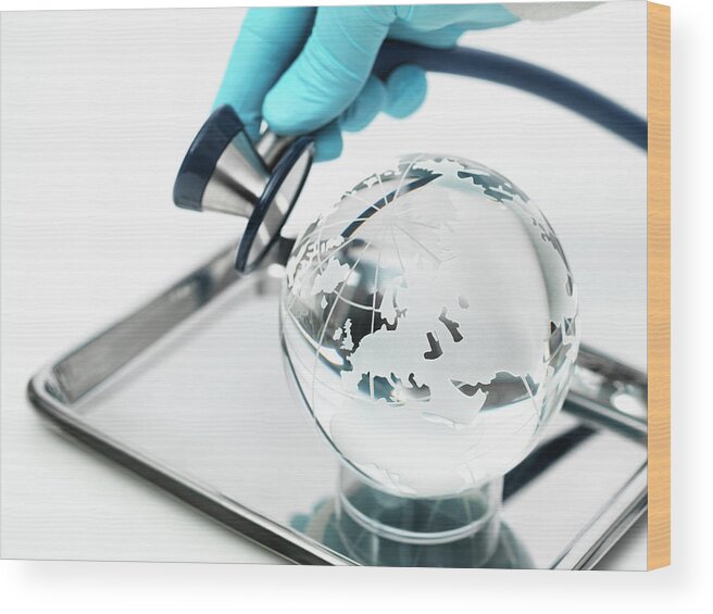 Globe Wood Print featuring the photograph Global Healthcare #2 by Tek Image/science Photo Library