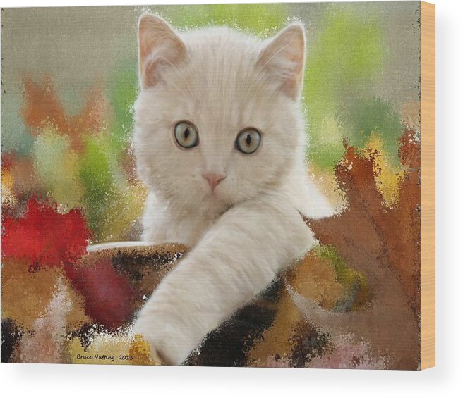 Cat Wood Print featuring the painting I Love Kittens #2 by Bruce Nutting
