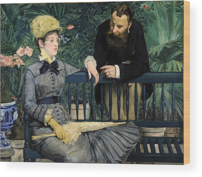 Edouard Manet Wood Print featuring the painting In the Conservatory #9 by Edouard Manet