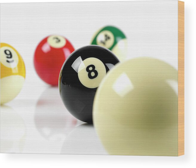 Five Objects Wood Print featuring the photograph Pool Balls #2 by Maria Toutoudaki