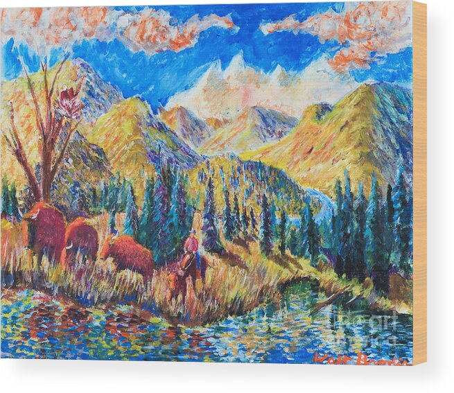 Nature Wood Print featuring the painting The Stray by Walt Brodis