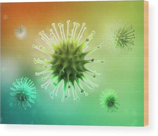 Biology Wood Print featuring the photograph Virus Particles #2 by Andrzej Wojcicki/science Photo Library
