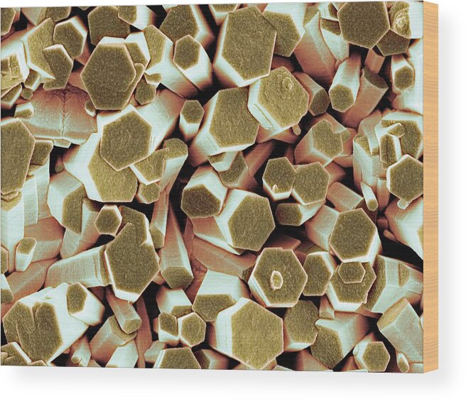 Zinc Oxide Wood Print featuring the photograph Zinc Oxide Crystals #2 by Science Photo Library