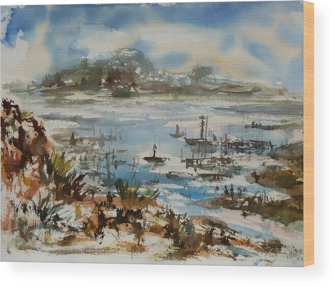 Monterrey Wood Print featuring the painting Bay Scene by Xueling Zou
