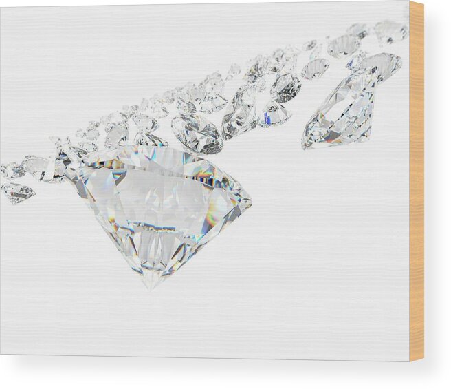 Artwork Wood Print featuring the photograph Diamond On White Background #3 by Sebastian Kaulitzki