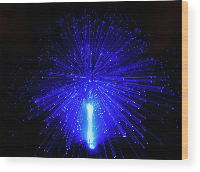 Black Background Wood Print featuring the photograph Fiber Optics On Black Background #3 by Level1studio