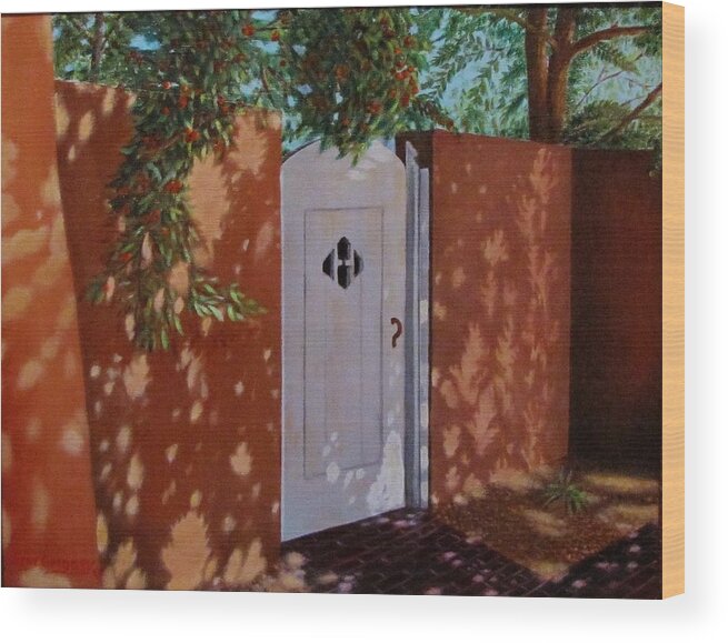 Realism Wood Print featuring the painting The Garden Gate #3 by Gene Gregory