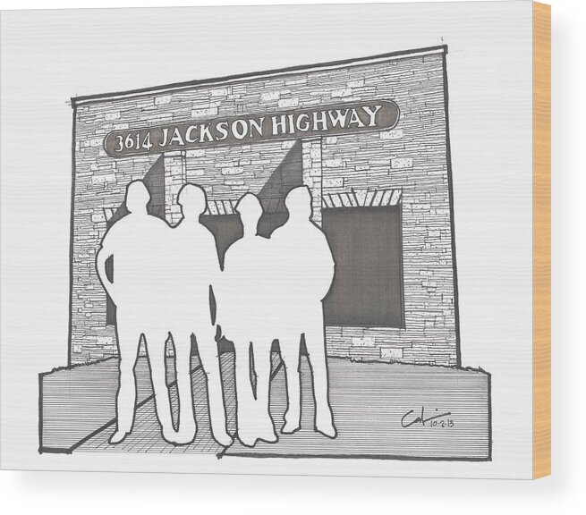 3614 Jackson Highway Wood Print featuring the drawing 3614 Jackson Highway by Calvin Durham