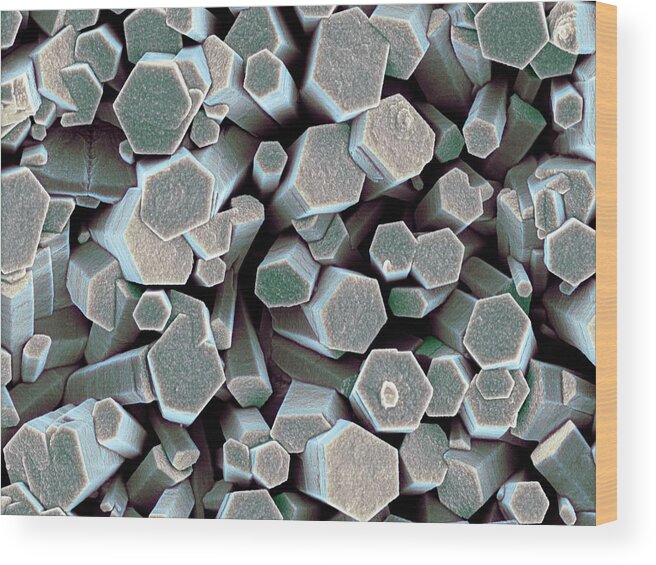 Zinc Oxide Wood Print featuring the photograph Zinc Oxide Crystals #4 by Science Photo Library