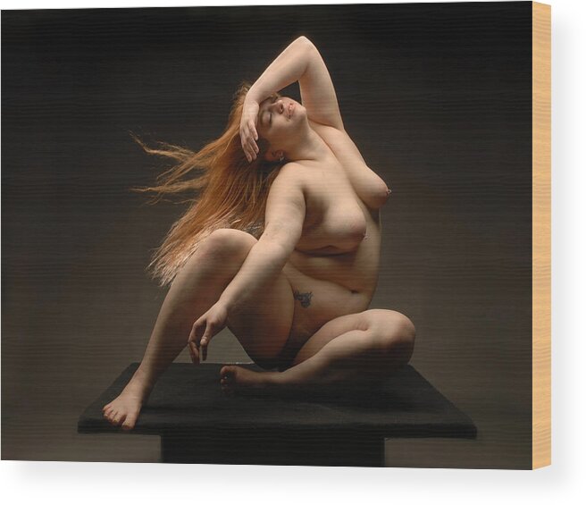 Full Figured Wood Print featuring the photograph 4541 Full Figured Nude by Chris Maher