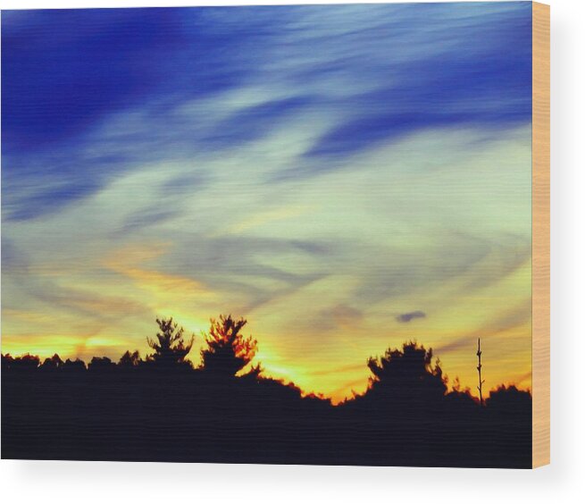 Colorful Wood Print featuring the digital art Colorful Sunset sky #5 by Lilia S