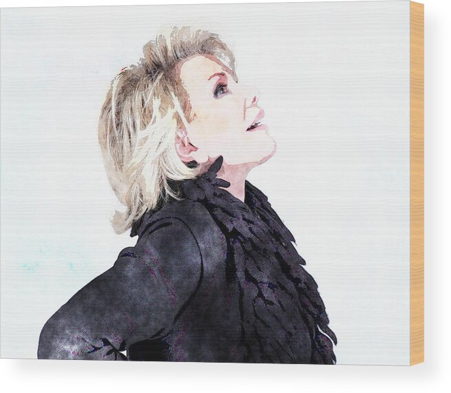 Joan Rivers Portrait Wood Print featuring the painting Joan Rivers Portrait by MotionAge Designs