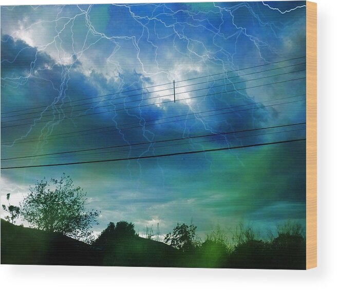 Sky Wood Print featuring the photograph Storm #5 by Beto Machado