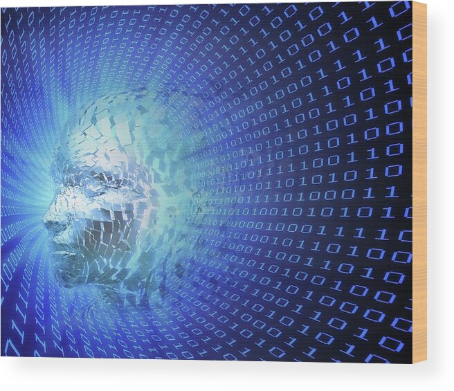 Cybernetic Wood Print featuring the photograph Artificial Intelligence by Andrzej Wojcicki/science Photo Library