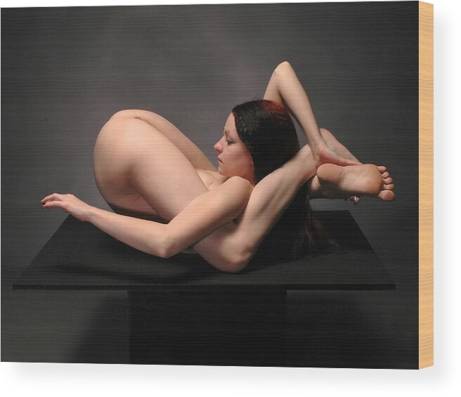 Flexible Wood Print featuring the photograph 7486 Nude Kajira Extreme Flexibility by Chris Maher