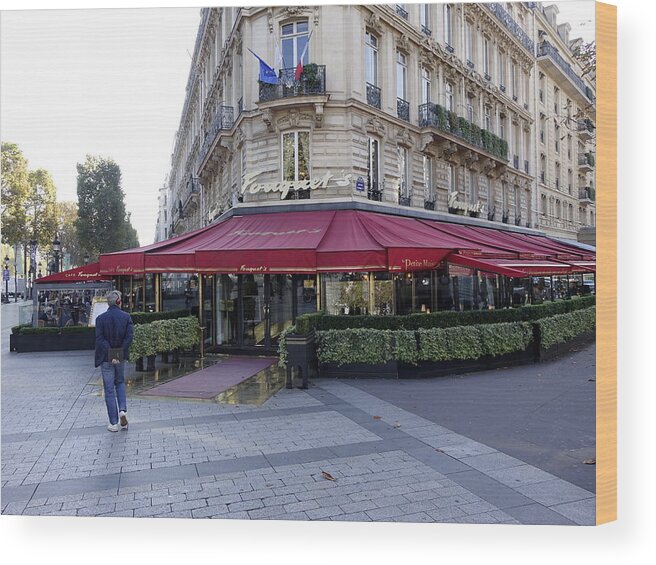 Paris Wood Print featuring the photograph A Cafe On The Champs Elysees In Paris France by Rick Rosenshein