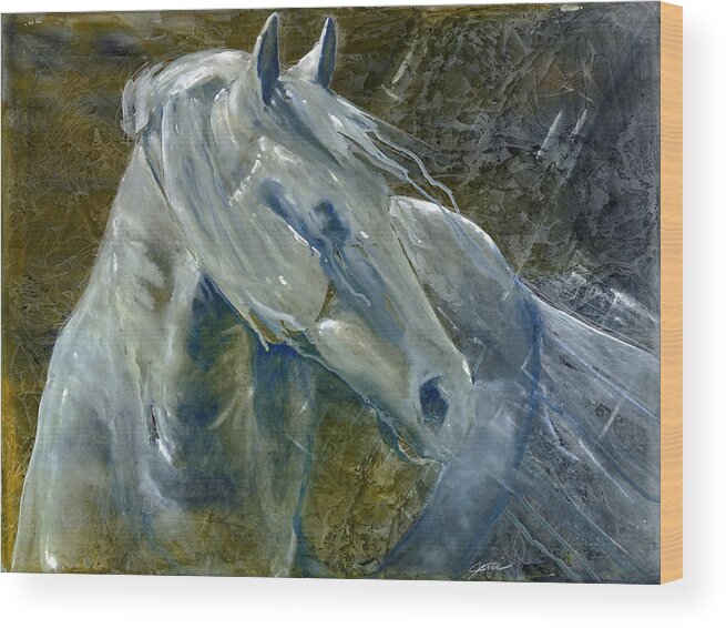 Horse Art Wood Print featuring the painting A Cool Morning Breeze by Jani Freimann