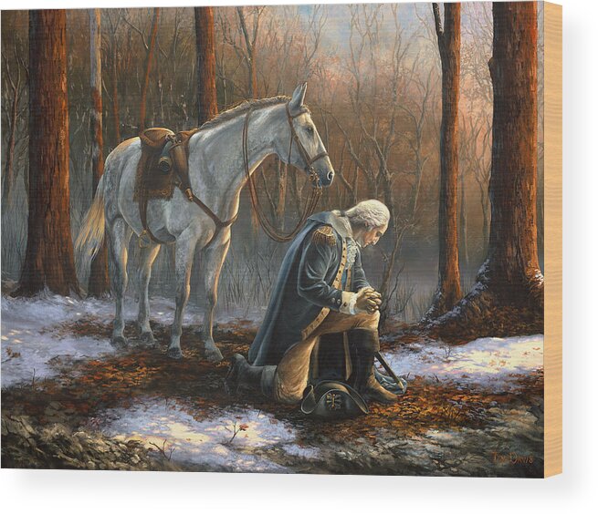 George Washington Wood Print featuring the painting A General Before His King by Tim Davis