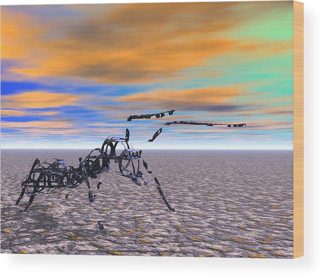 Sunset Wood Print featuring the digital art A Memory of Persistence by Bernie Sirelson