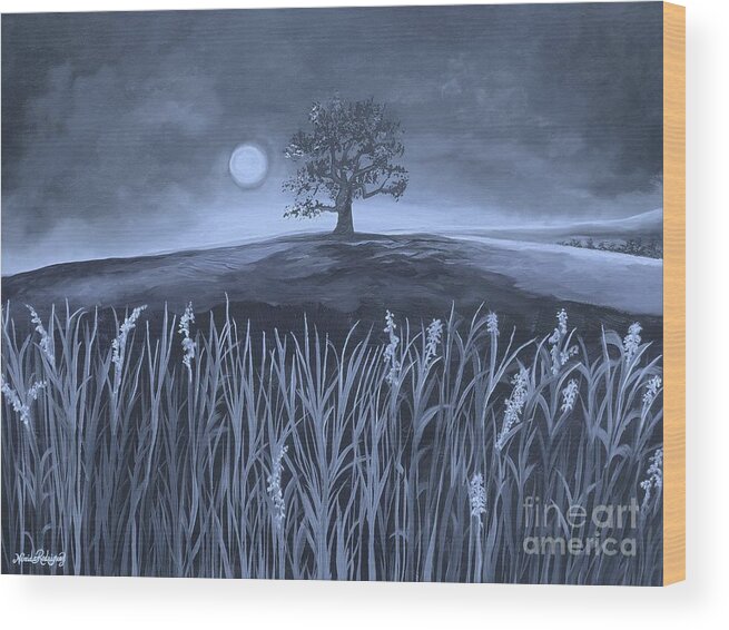 Plains Wood Print featuring the painting A Night At The Plains by Nereida Rodriguez