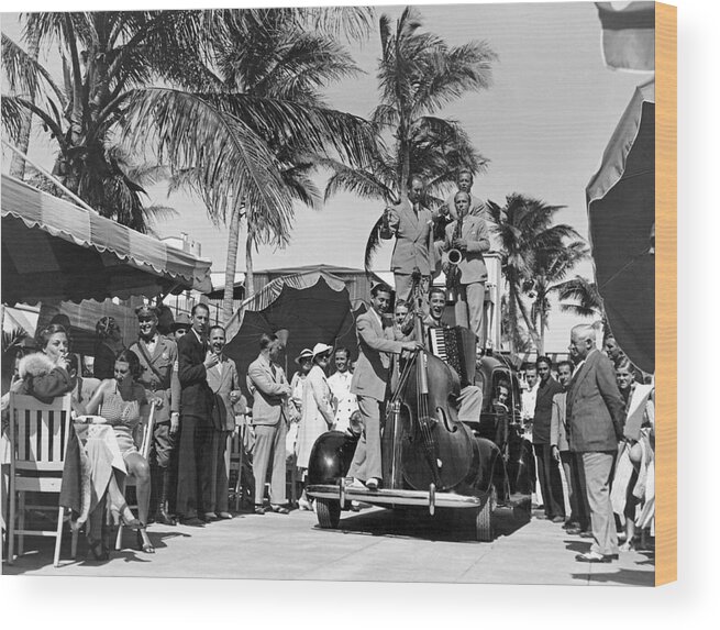 1933 Wood Print featuring the photograph A Portable Jazz Band In Miami by Underwood Archives
