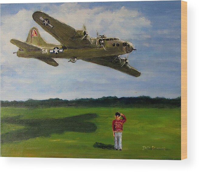 Plane Wood Print featuring the painting A Salute to the Greatest Generation by Jack Skinner