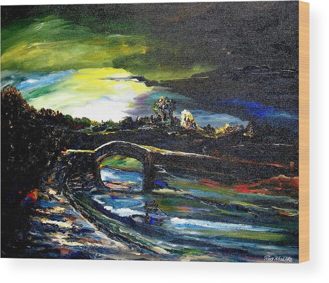 Landscape Wood Print featuring the painting A study of light by Ray Khalife