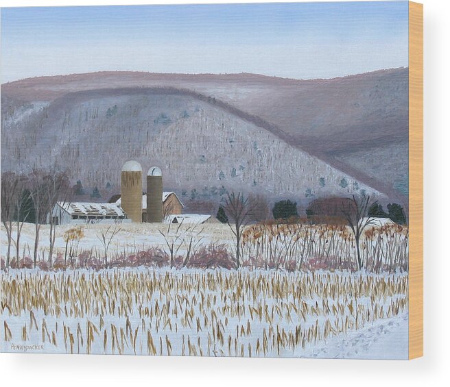 Pennsylvania Farm Wood Print featuring the painting Abandoned Farm in the Mountain's Shadow by Barb Pennypacker