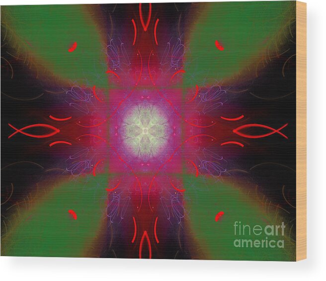 Abstract Wood Print featuring the digital art Abstract Cross Fish #4 by Russell Kightley