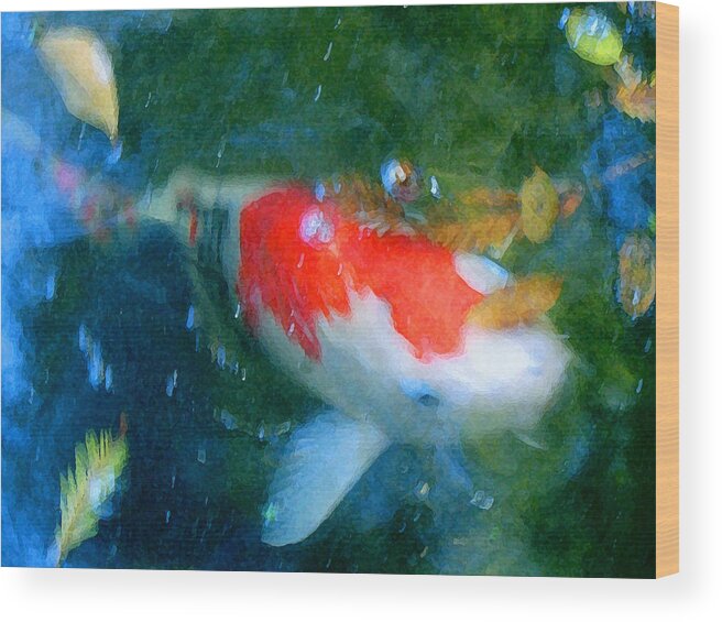 Animal Wood Print featuring the painting Abstract Koi 3 by Amy Vangsgard