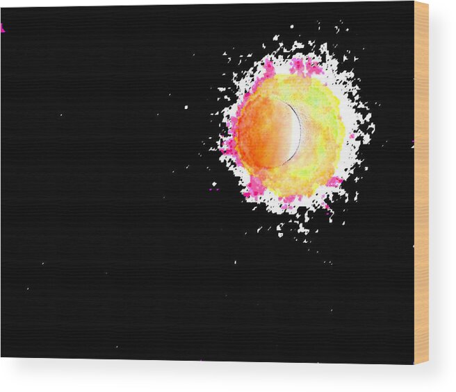 Moon Wood Print featuring the digital art Abstract Of Eclipse by Eric Forster