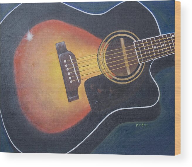 Still Life Wood Print featuring the painting Acoustic Sunburst by Stephen J DiRienzo