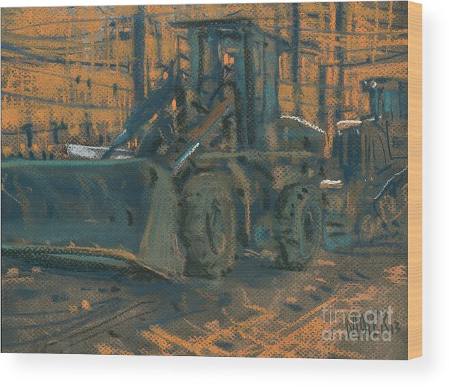 Bulldozers Wood Print featuring the painting Bull Dozer by Donald Maier