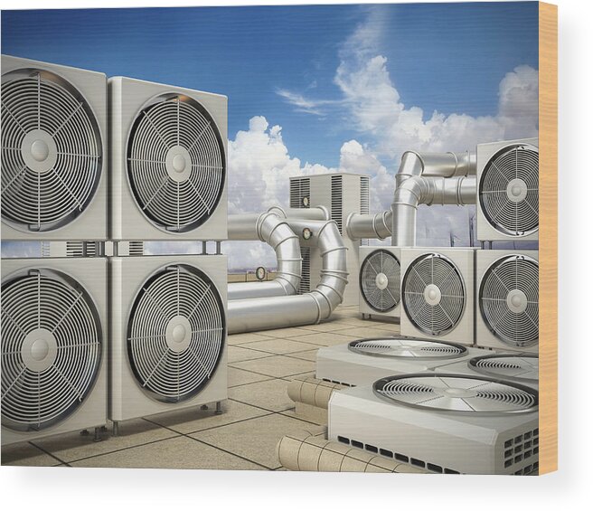 Cool Attitude Wood Print featuring the photograph Air conditioning system by Adventtr