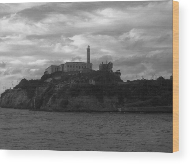 Alcatraz Wood Print featuring the photograph Alcatraz Island B n W by Richard Andrews