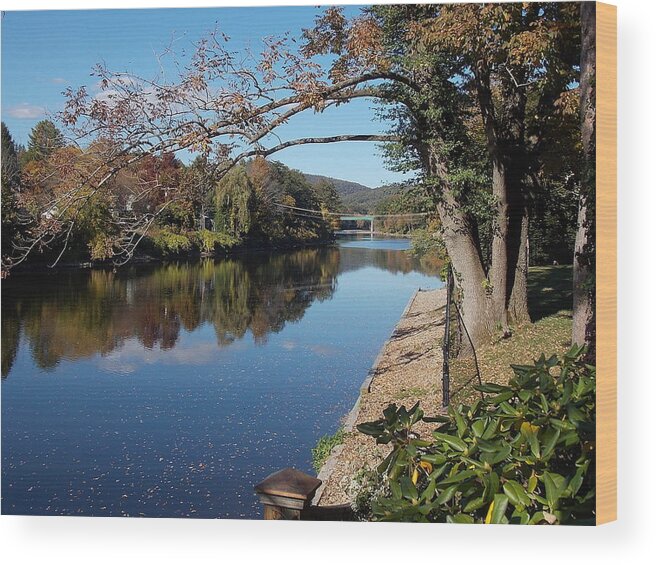 Along Wood Print featuring the photograph Along the River in Shelbourne Falls by Nina Kindred