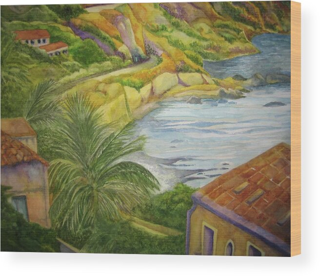 Sicily Wood Print featuring the painting AM Taormina by Kandy Cross