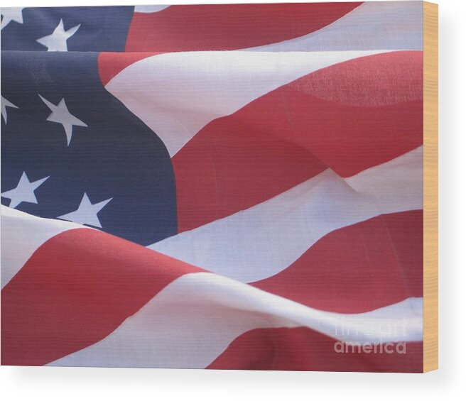 Photograph Wood Print featuring the photograph American Flag  by Chrisann Ellis